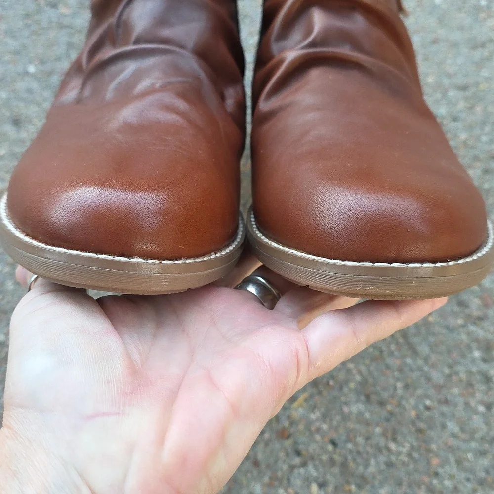 Earth Nadya Round Toe Ruched Leather Casual Booties Size 9 - Picture 6 of 10